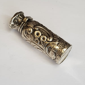 Superb Sterling Silver Floral Repousse Scent Bottle Antique Birmingham circa 1893