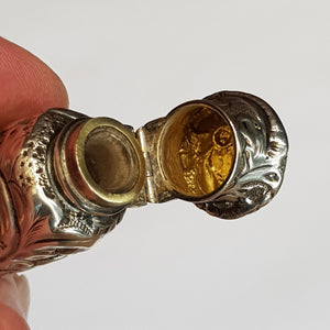Superb Sterling Silver Floral Repousse Scent Bottle Antique Birmingham circa 1893