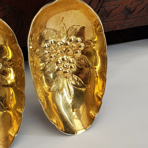 Sterling Silver Gilt Bowl Pair Of Berry Table Spoons Antique London circa 1911