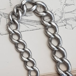 Sterling Silver 15.5 Inch Graduated Curb Link Albert Pocket Watch Chain Antique circa 1912