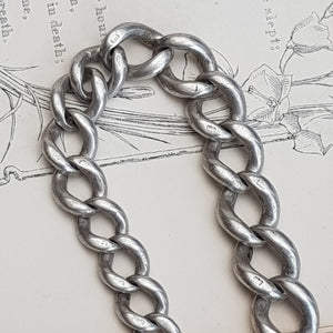 Sterling Silver 15.5 Inch Graduated Curb Link Albert Pocket Watch Chain Antique circa 1912