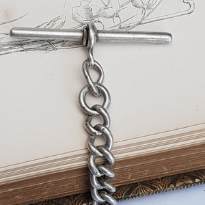 Sterling Silver 15.5 Inch Graduated Curb Link Albert Pocket Watch Chain Antique circa 1912