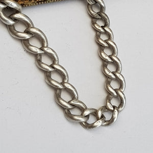 Sterling Silver 15.5 Inch Graduated Curb Link Albert Pocket Watch Chain Antique circa 1912