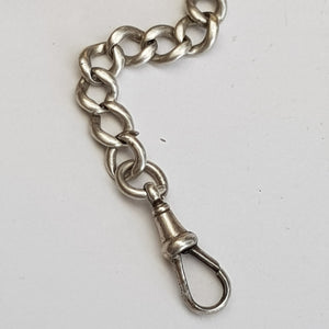 Sterling Silver 15.5 Inch Graduated Curb Link Albert Pocket Watch Chain Antique circa 1912