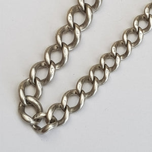 Sterling Silver 15.5 Inch Graduated Curb Link Albert Pocket Watch Chain Antique circa 1912