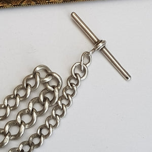 Sterling Silver 15.5 Inch Graduated Curb Link Albert Pocket Watch Chain Antique circa 1912