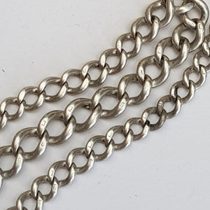 Sterling Silver 15.5 Inch Graduated Curb Link Albert Pocket Watch Chain Antique circa 1912
