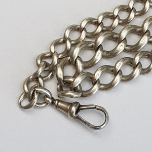 Sterling Silver 15.5 Inch Graduated Curb Link Albert Pocket Watch Chain Antique circa 1912