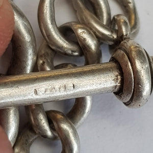 Sterling Silver 15.5 Inch Graduated Curb Link Albert Pocket Watch Chain Antique circa 1912