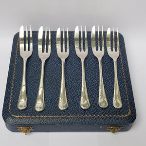 Sterling Silver Set Of x6 Pastry Forks In Original Fitted Box Vintage Sheffield Circa 1962