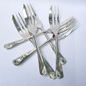 Sterling Silver Set Of x6 Pastry Forks In Original Fitted Box Vintage Sheffield Circa 1962
