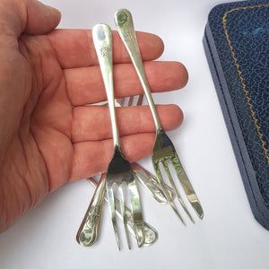 Sterling Silver Set Of x6 Pastry Forks In Original Fitted Box Vintage Sheffield Circa 1962