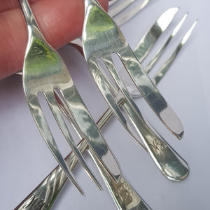 Sterling Silver Set Of x6 Pastry Forks In Original Fitted Box Vintage Sheffield Circa 1962