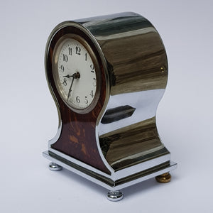 Superb Silver Plated Key Wound And Set Balloon Style Mantle Alarm Clock Antique Edwardian Circa 1905