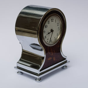 Superb Silver Plated Key Wound And Set Balloon Style Mantle Alarm Clock Antique Edwardian Circa 1905