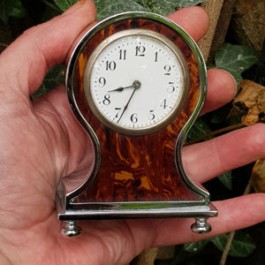 Superb Silver Plated Key Wound And Set Balloon Style Mantle Alarm Clock Antique Edwardian Circa 1905