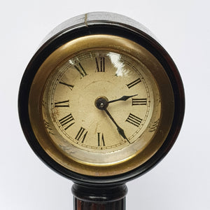 Carved Ebony Key Wound And Set Fluted Column Portal Style Mantle Clock Antique Circa 1920's