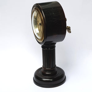 Carved Ebony Key Wound And Set Fluted Column Portal Style Mantle Clock Antique Circa 1920's