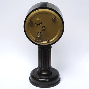 Carved Ebony Key Wound And Set Fluted Column Portal Style Mantle Clock Antique Circa 1920's