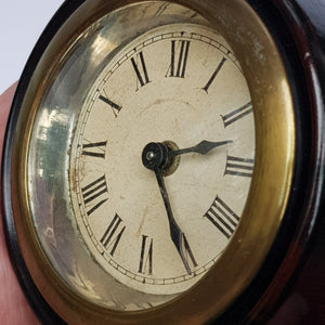 Carved Ebony Key Wound And Set Fluted Column Portal Style Mantle Clock Antique Circa 1920's