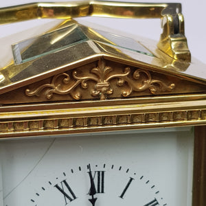 Ormolu Cased Four Panel Glazed French Key Wound Carriage Clock Dublin Retailed Antique Circa 1900