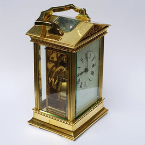Ormolu Cased Four Panel Glazed French Key Wound Carriage Clock Dublin Retailed Antique Circa 1900