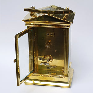 Ormolu Cased Four Panel Glazed French Key Wound Carriage Clock Dublin Retailed Antique Circa 1900