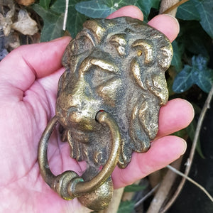 Good Pair Of Brass Lions Head Door Knockers Antique Edwardian Circa 1910