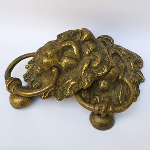 Good Pair Of Brass Lions Head Door Knockers Antique Edwardian Circa 1910