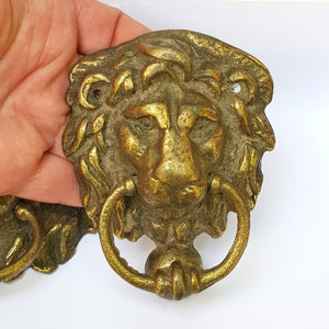 Good Pair Of Brass Lions Head Door Knockers Antique Edwardian Circa 1910