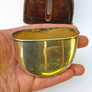 Quality Crocodile Skin Clad Blown Glass Hip Flask With Silver Plated Fittings Mappin & Webb Antique c1900