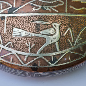 Egyptian Grand Tour Souvenir Silver Decorated Solid Copper Box Antique Circa 1920's