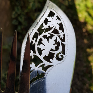 Superb Pair Of Moher Of Pearl Handled Silver Plate Mounted Fish Servers Antique Victorian Circa 1880