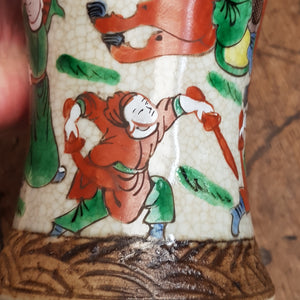 Chinese Hand Painted Porcelain Vase Battle Scene Pictorial Antique circa 1900