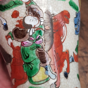 Chinese Hand Painted Porcelain Vase Battle Scene Pictorial Antique circa 1900