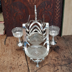 Rare And Superb Silver Plated Ornate Cruet Set Toast Rack Stand Rd Marked May Circa 1860
