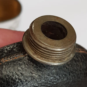 Blown Glass Leather Clad Hip Flask With Silver Plated Fittings Antique Victorian Circa 1890