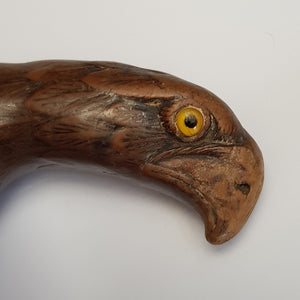 Rare And Unusual Hand Carved Wooden Walking Stick Handle Eagle And Mans Head Antique Circa 1880's