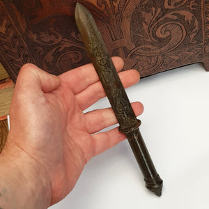 Cast Bronze Roman Gladius Sword Style Bear Head Pommel Letter Opener Antique circa 1900