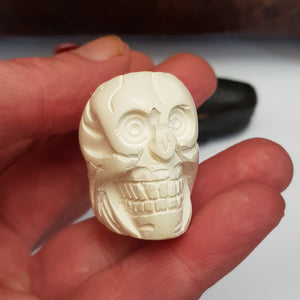 Meerschaum Novelty Smoking Pipe As Death Head Skull With Amber Stem In Case Antique Edwardian Circa 1910