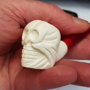 Meerschaum Novelty Smoking Pipe As Death Head Skull With Amber Stem In Case Antique Edwardian Circa 1910