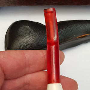 Meerschaum Novelty Smoking Pipe As Death Head Skull With Amber Stem In Case Antique Edwardian Circa 1910