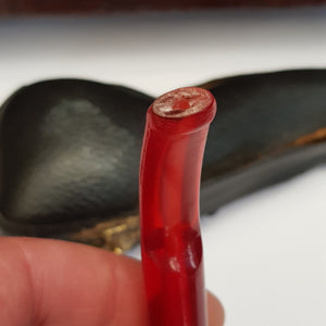 Meerschaum Novelty Smoking Pipe As Death Head Skull With Amber Stem In Case Antique Edwardian Circa 1910