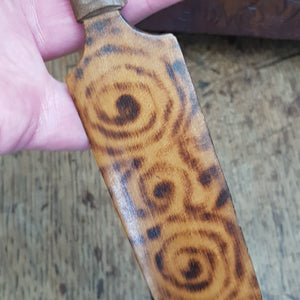 Superb Carved Owl Figure On Branch Elmwood Letter Opener Antique Circa 1900