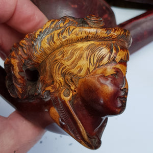 Meerschaum And Amber Silver Mounted Novelty Smoking Pipe As Baroness In Case Antique Victorian Circa 1890