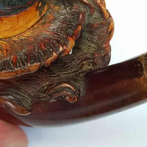 Meerschaum And Amber Silver Mounted Novelty Smoking Pipe As Baroness In Case Antique Victorian Circa 1890