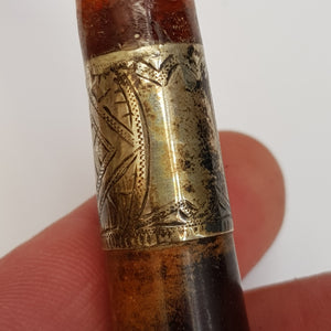 Meerschaum And Amber Silver Mounted Novelty Smoking Pipe As Baroness In Case Antique Victorian Circa 1890