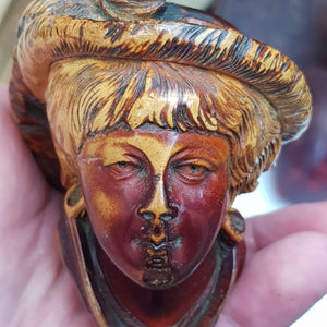 Meerschaum And Amber Silver Mounted Novelty Smoking Pipe As Baroness In Case Antique Victorian Circa 1890