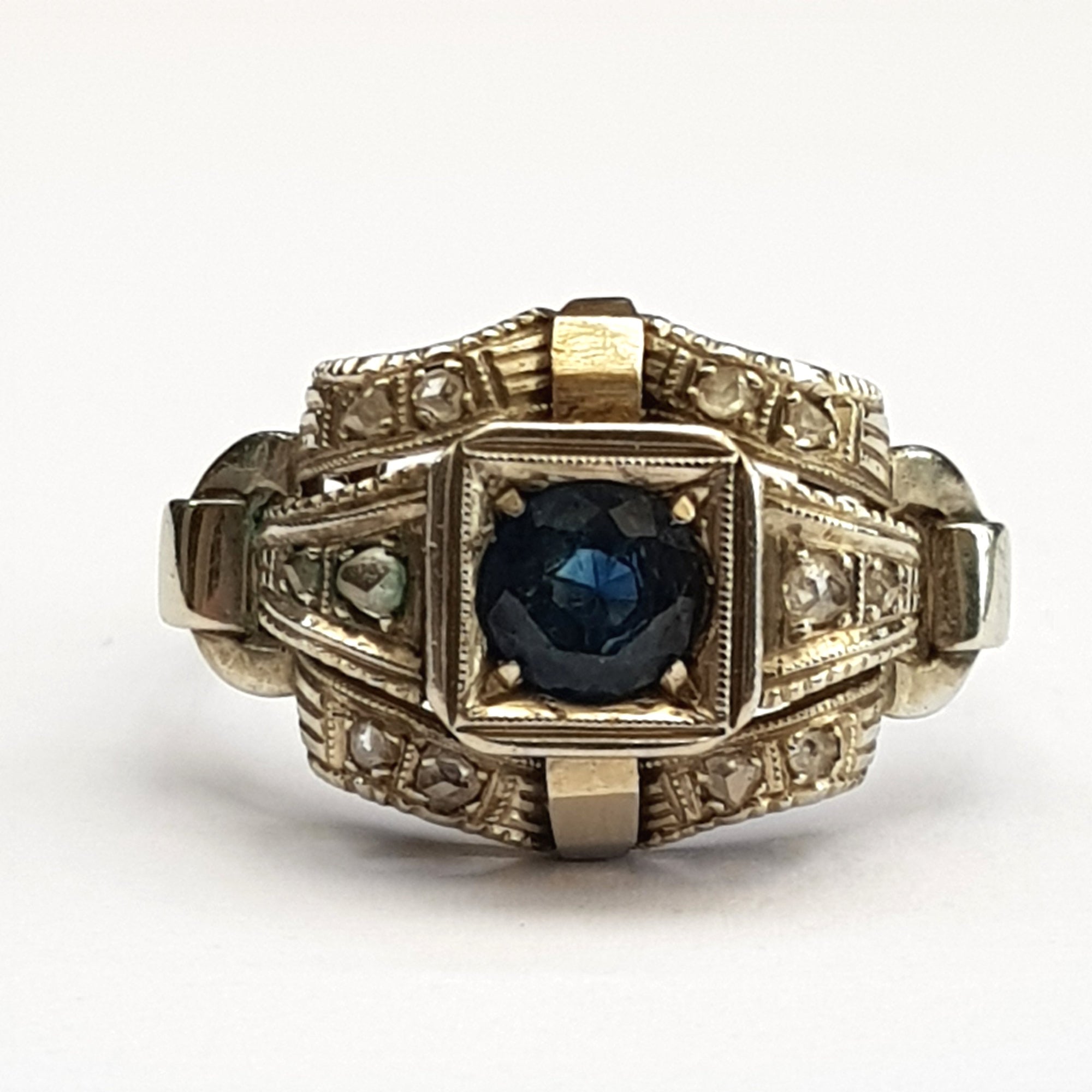 Superb Platinum Sapphire And Diamond Ring French Art Deco Vintage Size UK K Circa 1930
