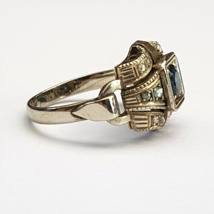 Superb Platinum Sapphire And Diamond Ring French Art Deco Vintage Size UK K Circa 1930